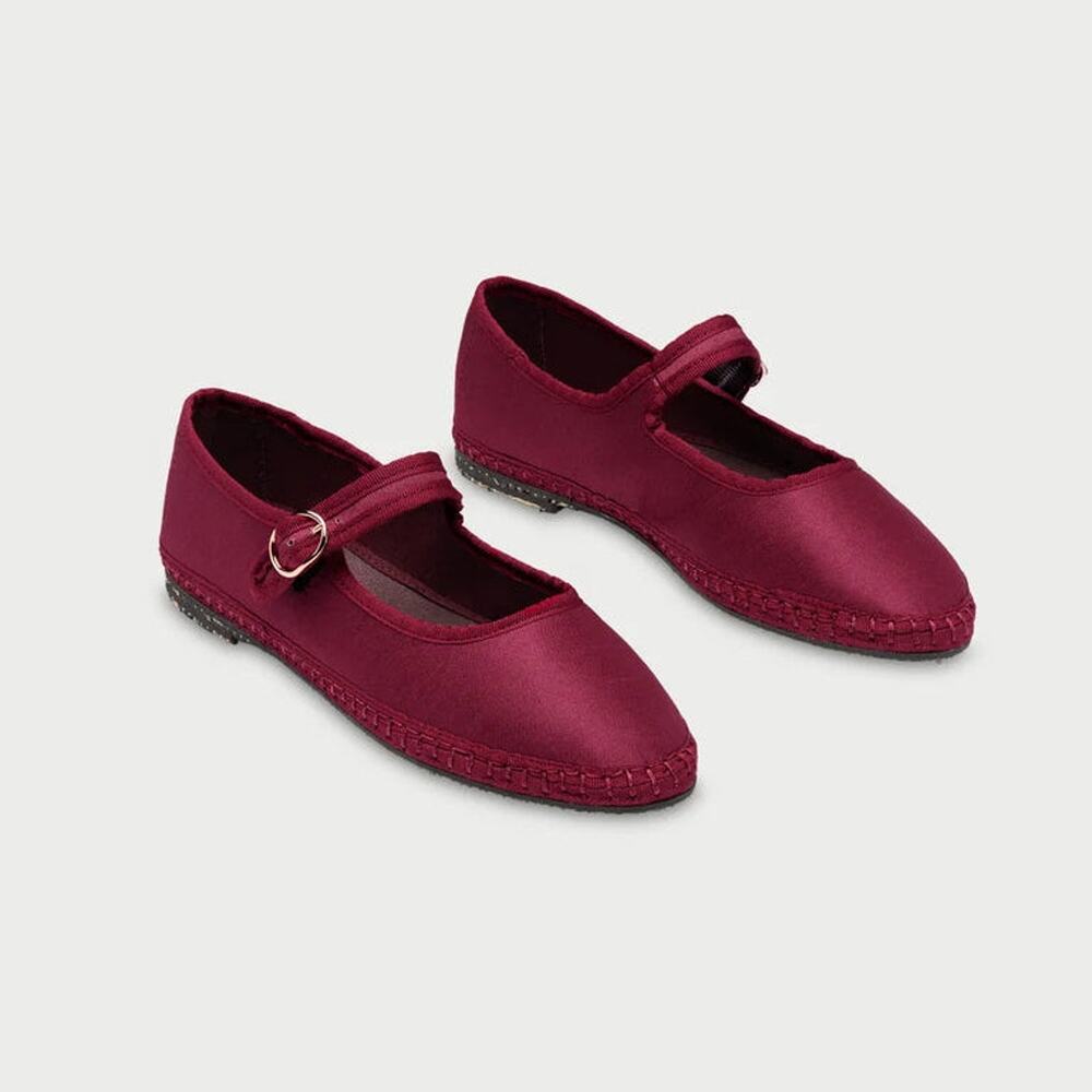 Flabelus Barnes Velvet Slip On Round Toe Mary Jane Flats Red Women's Size EU 42